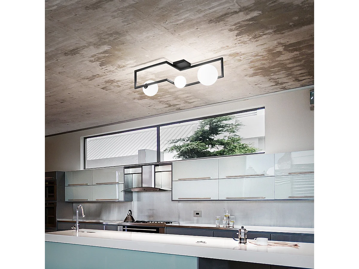 Ideal Lux ANGOLO Plafonnier globe 3 lumières noir