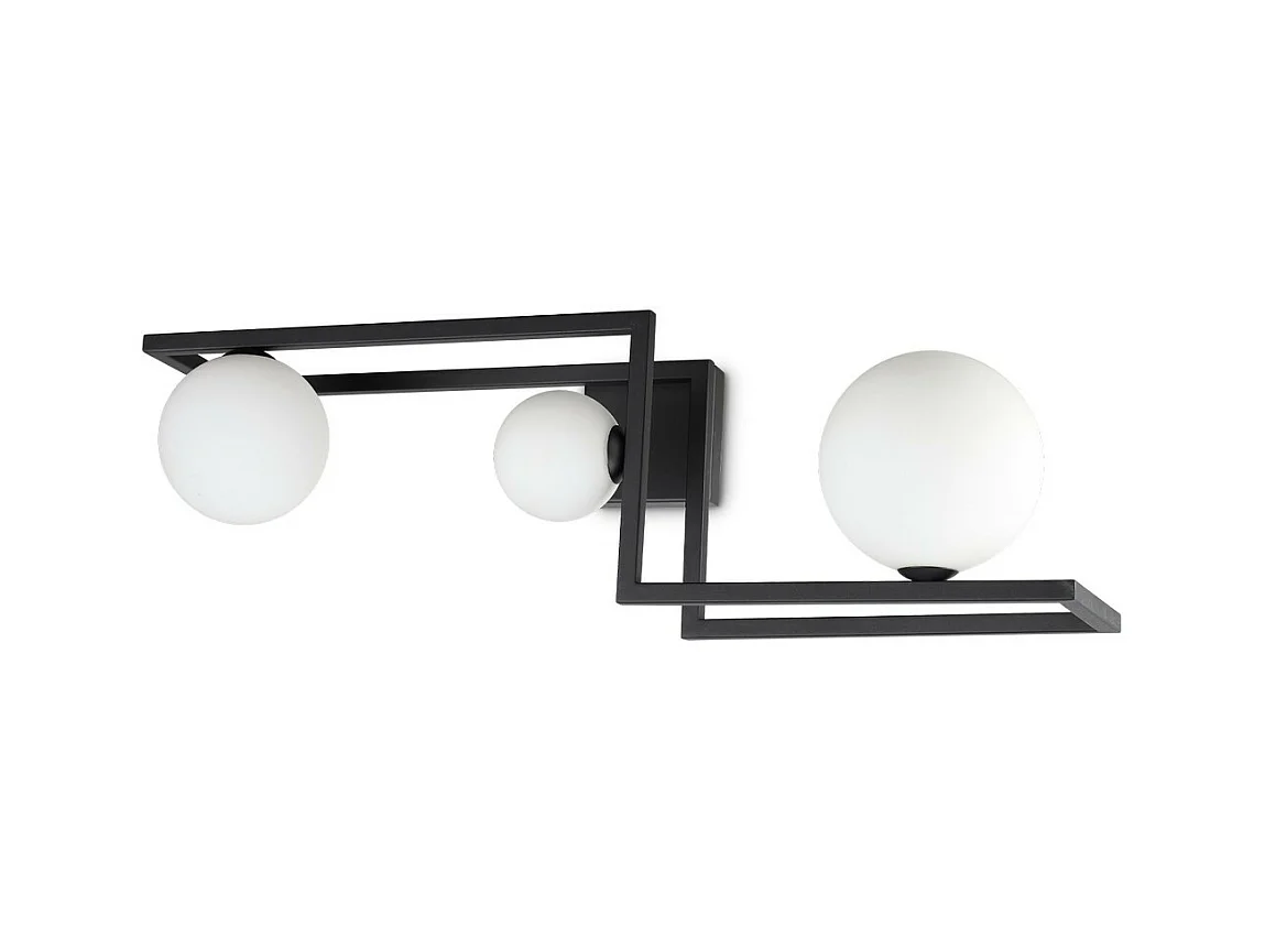 Ideal Lux ANGOLO Plafonnier globe 3 lumières noir