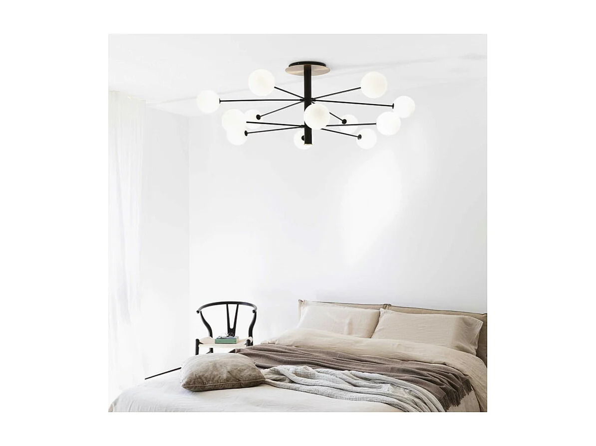 Ideal Lux COSMOPOLITAN Plafonnier semi-encastré à 10 bras multiples noir