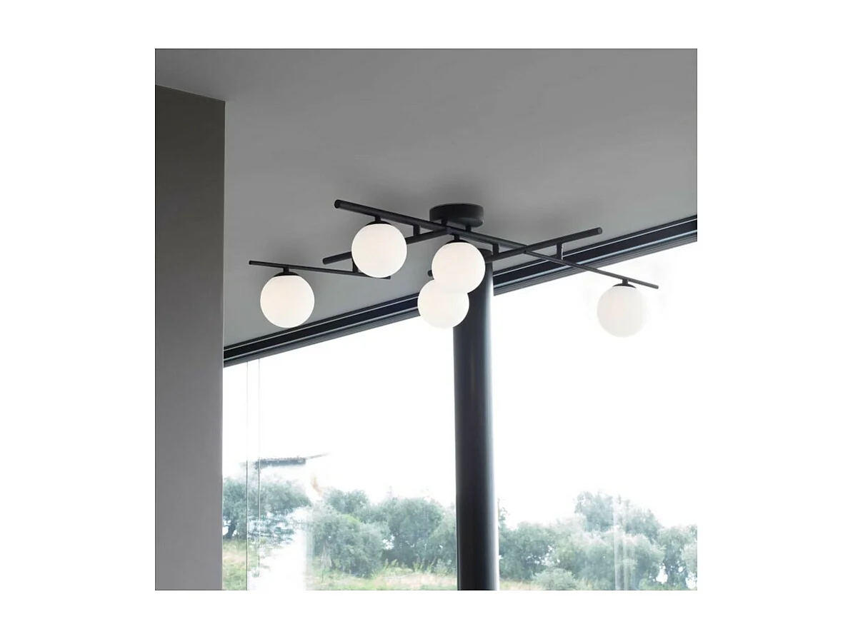 Ideal Lux ATLAS Plafonnier Globe à 5 Lumières Noir