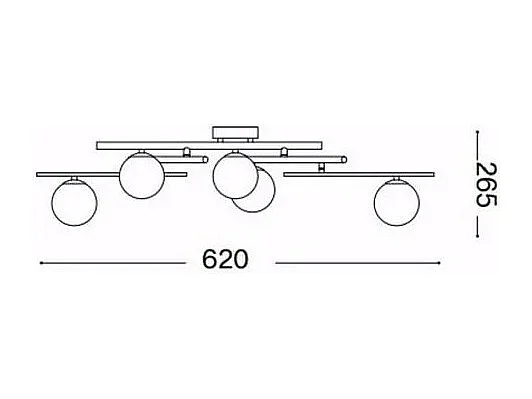 Ideal Lux ATLAS Plafonnier Globe à 5 Lumières Noir