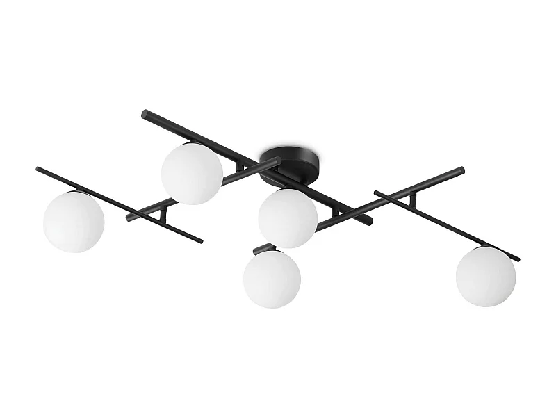 Ideal Lux ATLAS Lámpara de techo con 5 luces en forma de globo, color negro
