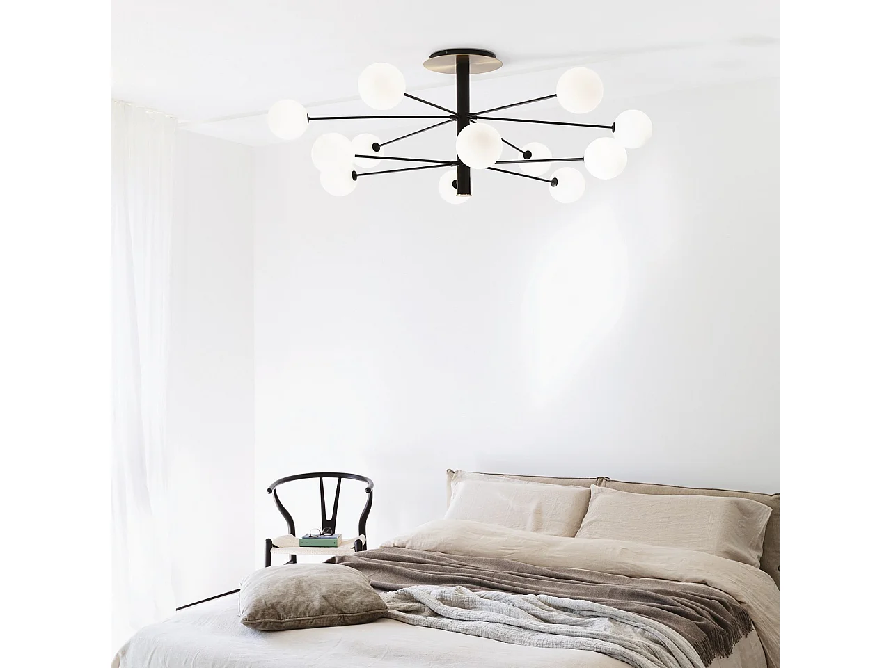 Ideal Lux COSMOPOLITAN Lámpara de techo semiempotrable multibrazo 12 brazos negra