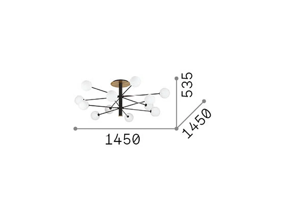 Ideal Lux COSMOPOLITAN Plafonnier semi-encastré à 12 bras multiples noir