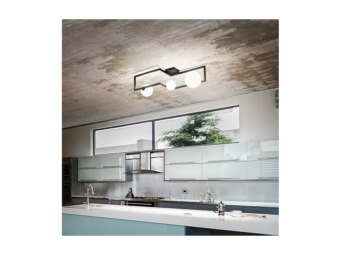 CORNER PL3, Gouden plafondlamp, Ideal Lux