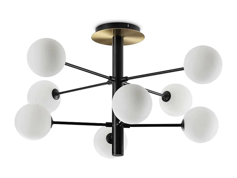 Ideal Lux COSMOPOLITAN Plafonnier globe à 8 ampoules, noir mat, laiton satiné