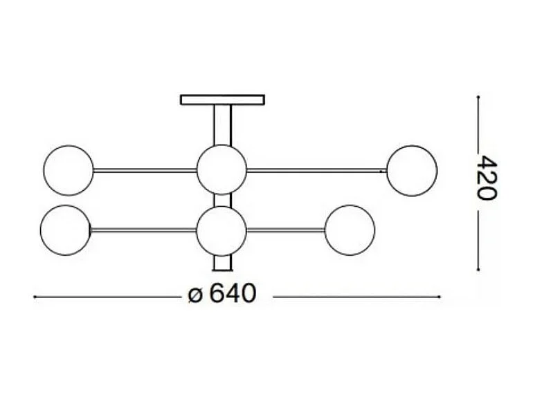 Ideal Lux COSMOPOLITAN Plafonnier globe à 8 ampoules, noir mat, laiton satiné