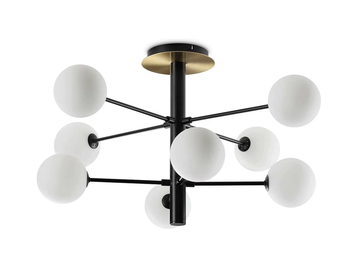 Ideal Lux COSMOPOLITAN Plafonnier globe à 8 ampoules, noir mat, laiton satiné