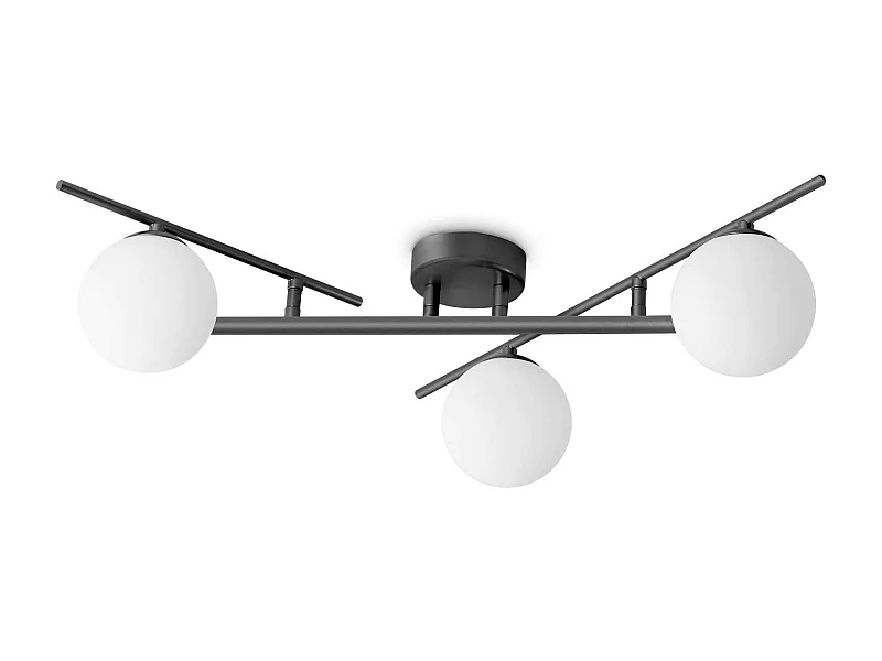 Ideal Lux ATLAS Plafonnier Globe à 3 Lumières Noir
