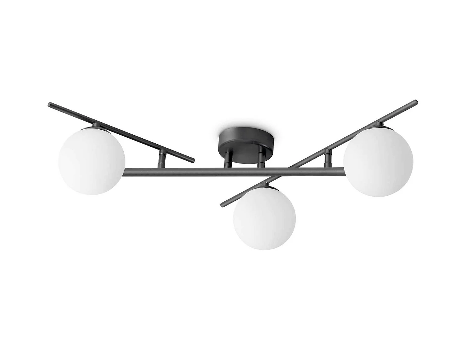 Ideal Lux ATLAS Plafonnier Globe à 3 Lumières Noir