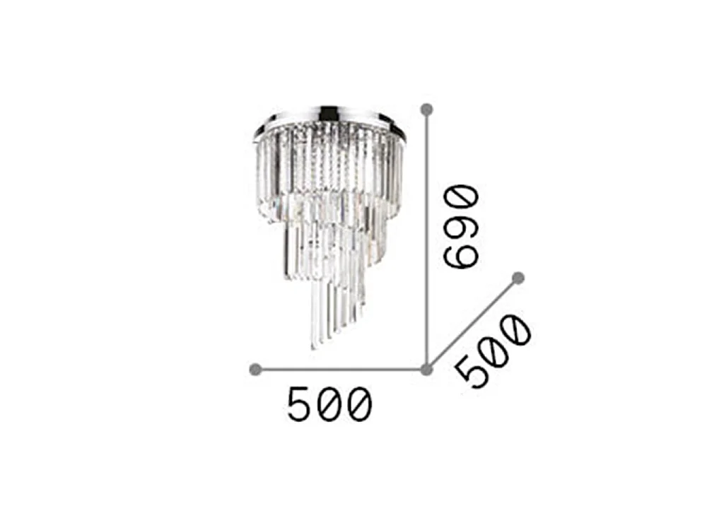 CARLTON PL12, Kristallen plafondlamp, Ideal Lux