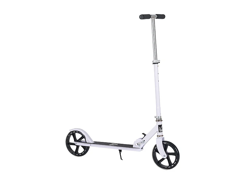 Trottinette pliable hauteur guidon réglable sur 4 niveaux système de freinage arrière blanc dim. 88L x 37l x 75-100H cm