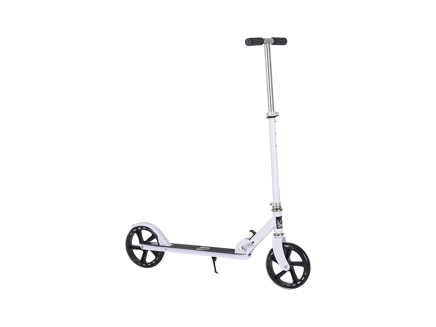 Trottinette pliable hauteur guidon réglable sur 4 niveaux système de freinage arrière blanc dim. 88L x 37l x 75-100H cm