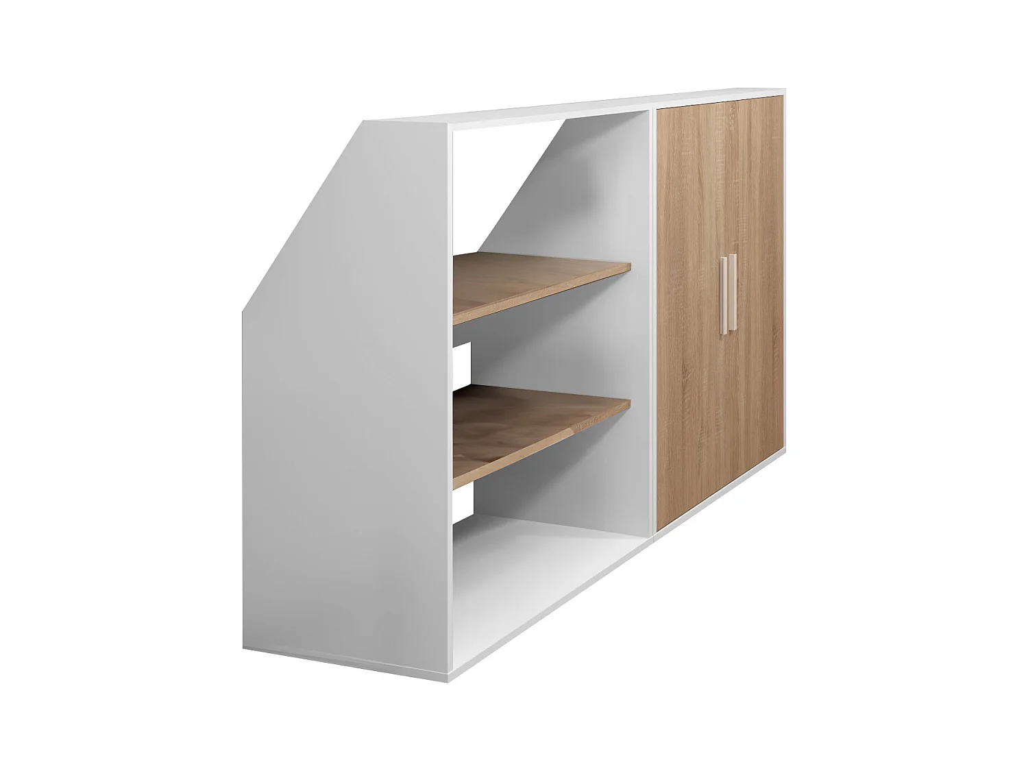 Mobile per mansarda 2 ante e 2 scaffali Bianco e Naturale  - ADEZIO