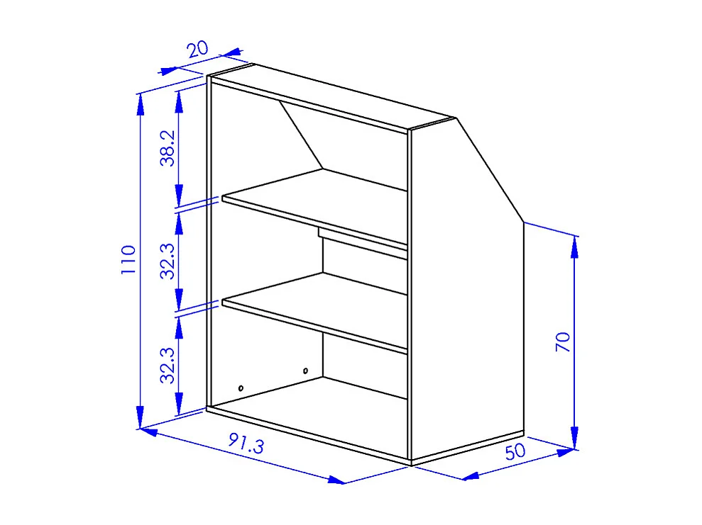 Meuble sous pente 2 portes et 2 étagères - Blanc et naturel - ADEZIO