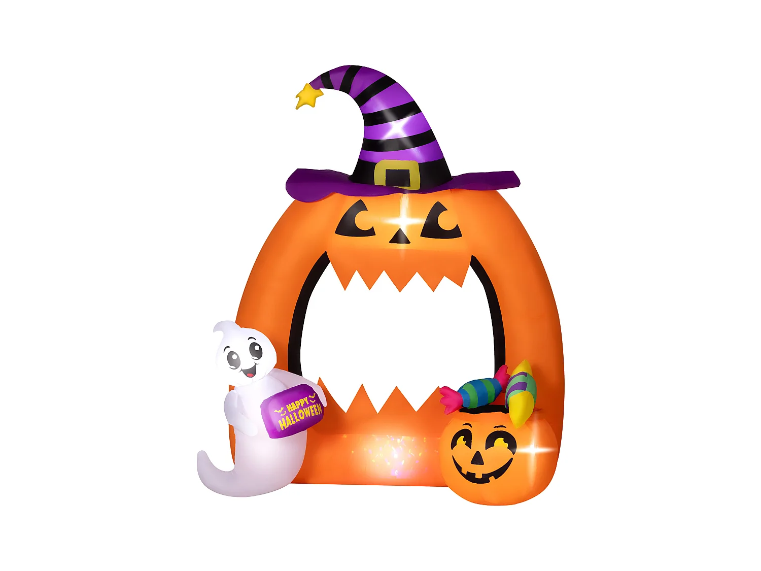 Décoration Halloween LED arche de citrouille gonflable H.150 cm orange