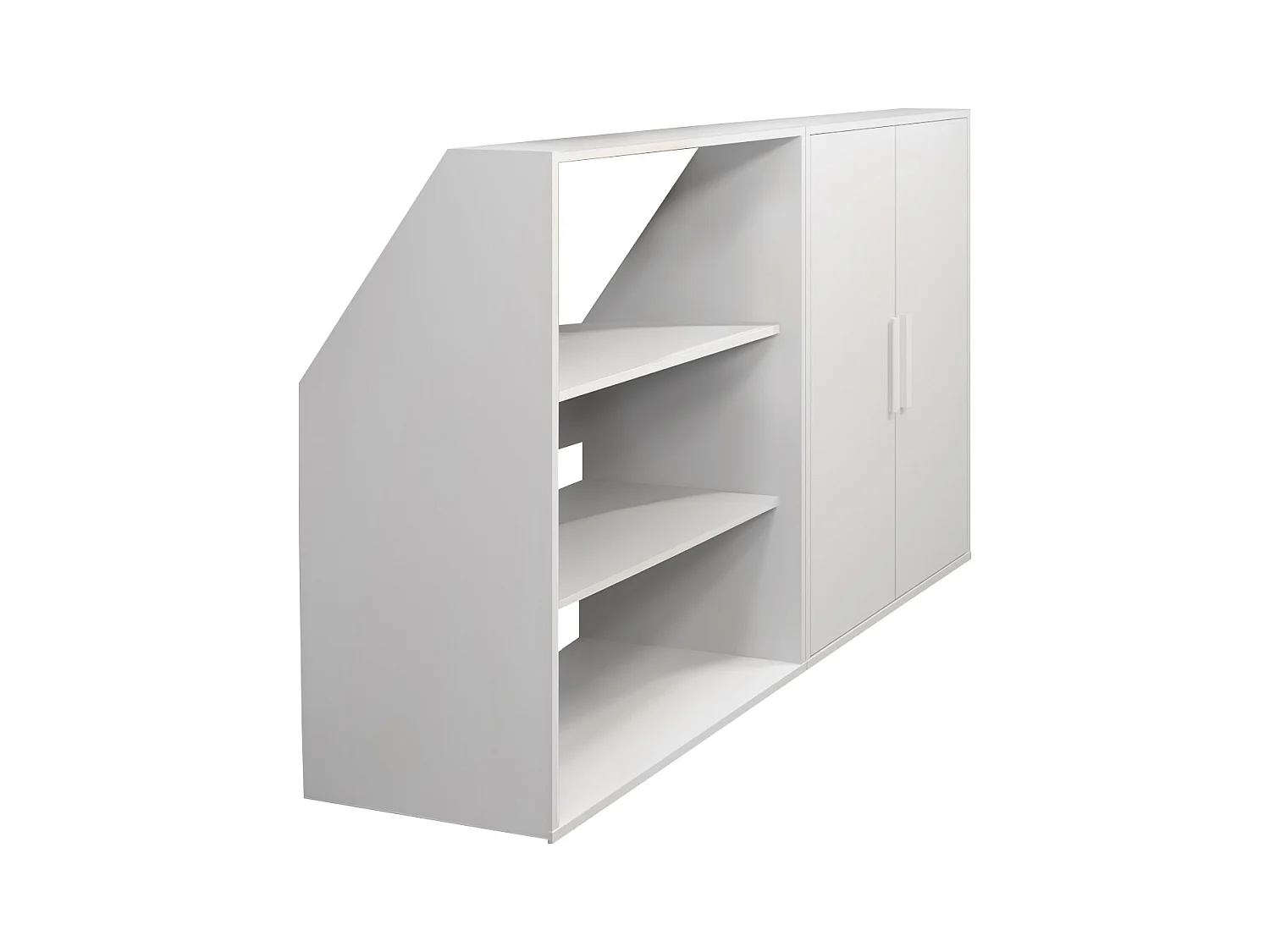 Meuble sous pente 2 portes et 2 étagères - Blanc - ADEZIO