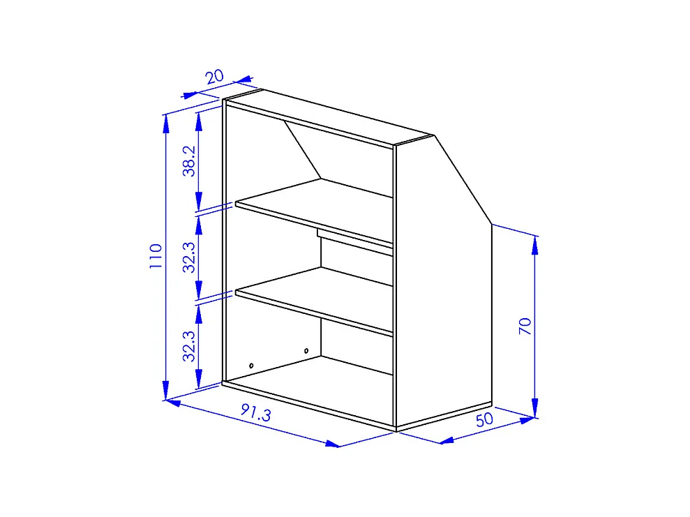 Armario inclinado para techo abuhardillado de 1 puerta, 2 estantes y 1 estante - Blanco - ADEZIO