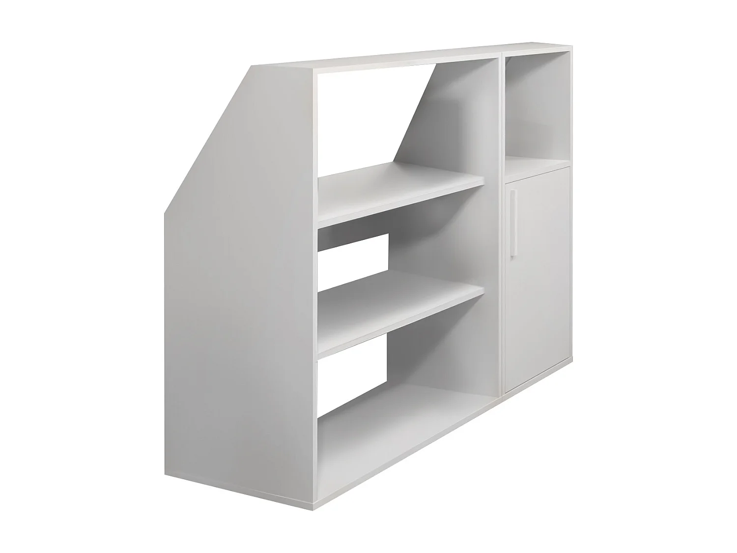 Meuble sous pente 1 porte, 2 étagères et 1 niche - Blanc - ADEZIO