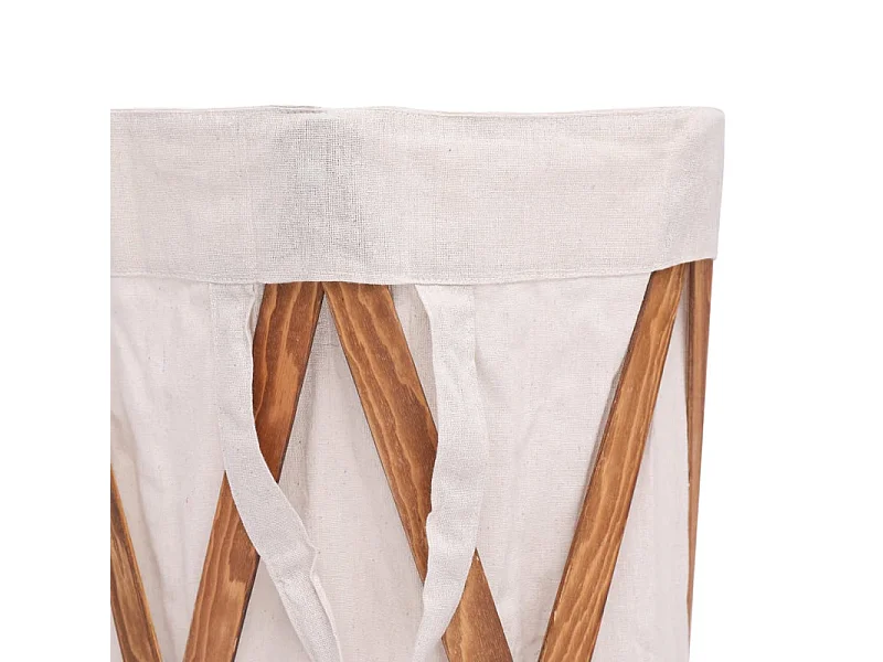 Panier à linge pliable Crème Bois et tissu