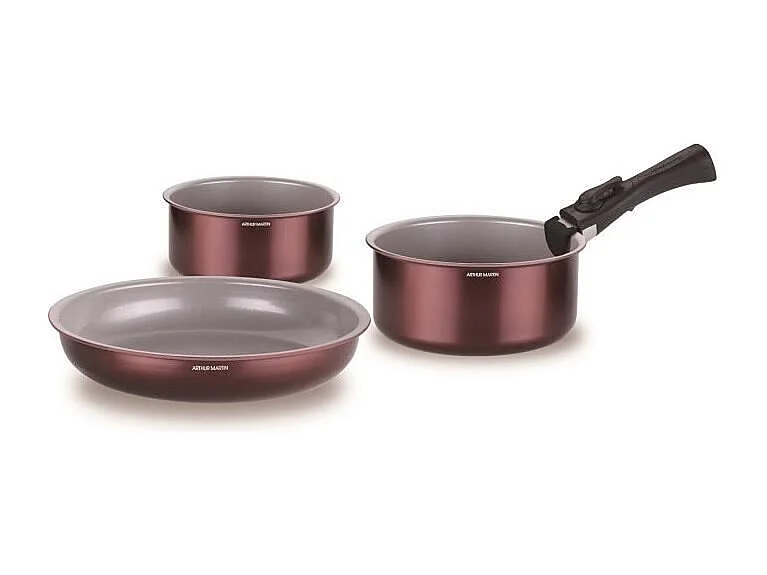 Batterie de cuisine - Tous feux dont induction - ARTHUR MARTIN - AM2503 - Aluminium - 18 pieces - Poignée amovible