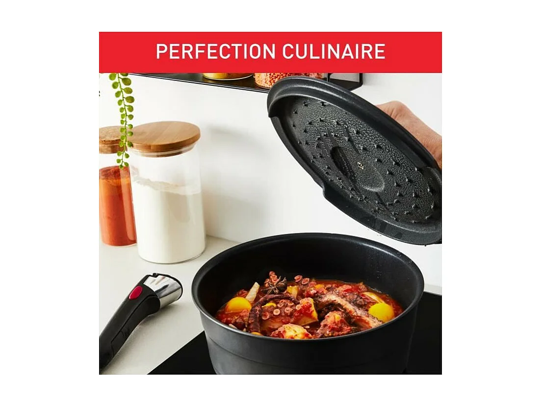 TEFAL INGENIO Lot 6 pieces, Induction, Fonte aluminium, Antiadhésif, Poele, Cocotte, Couvercle fonte + verre, Inspiration L867S