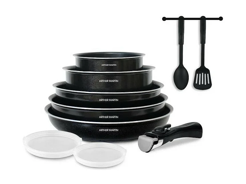 Batería de cocina de 10 piezas - Aluminio - Negro