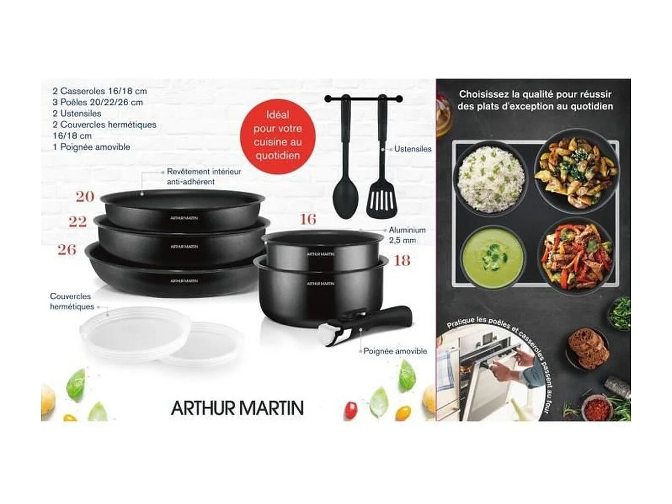 10-delige kookset - Aluminium - Zwart