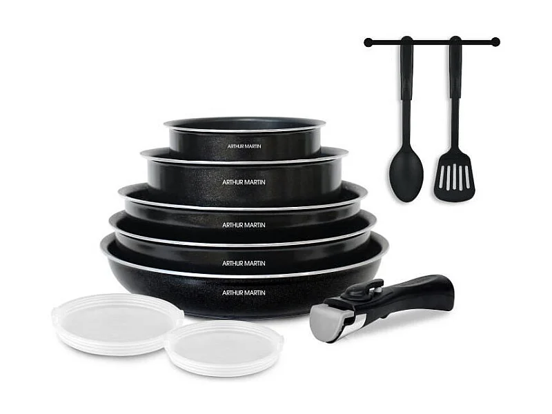 10teiliges Kochgeschirrset Aluminium Schwarz