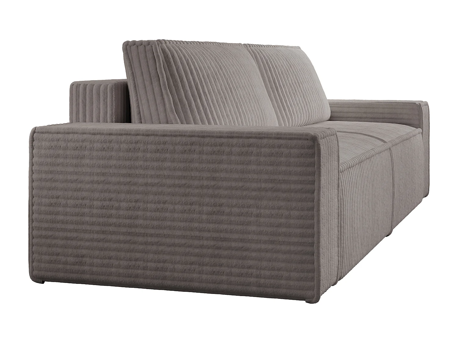 Driezitsslaapbank van lichtgrijs ribfluweel met brede ribbels AMELIA