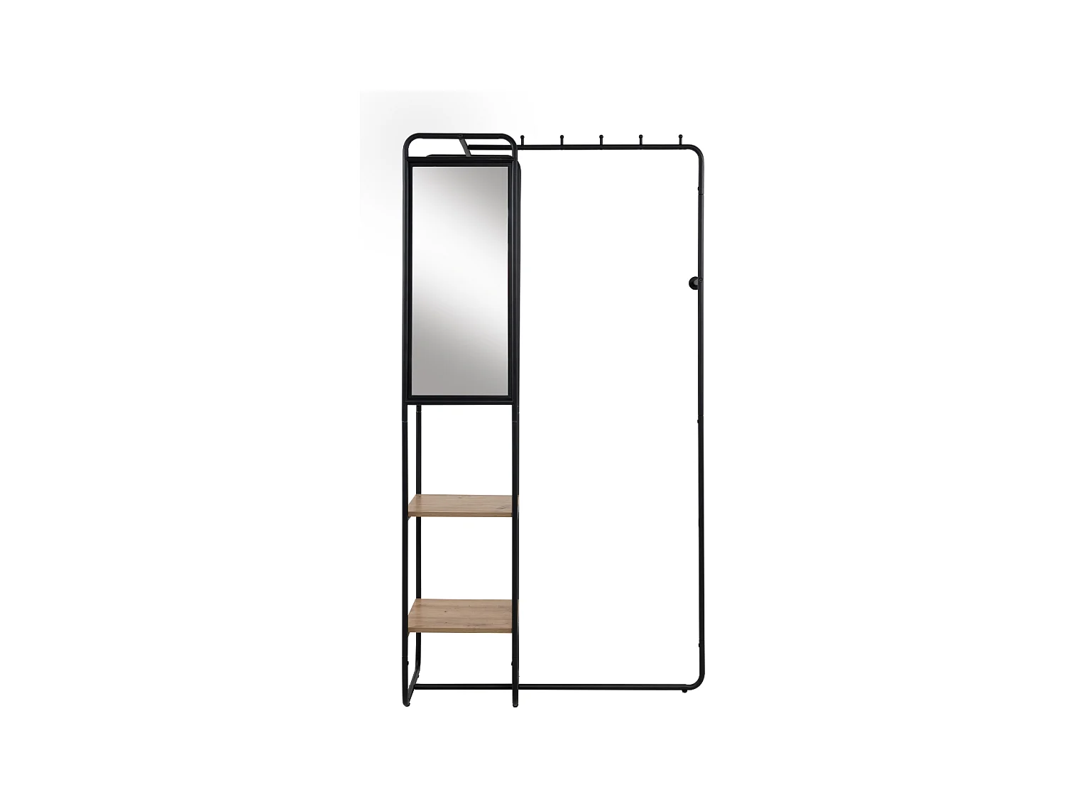Vestiaire en métal laqué avec 6 crochets, 2 étagères et 1 miroir H185 cm - LUTON