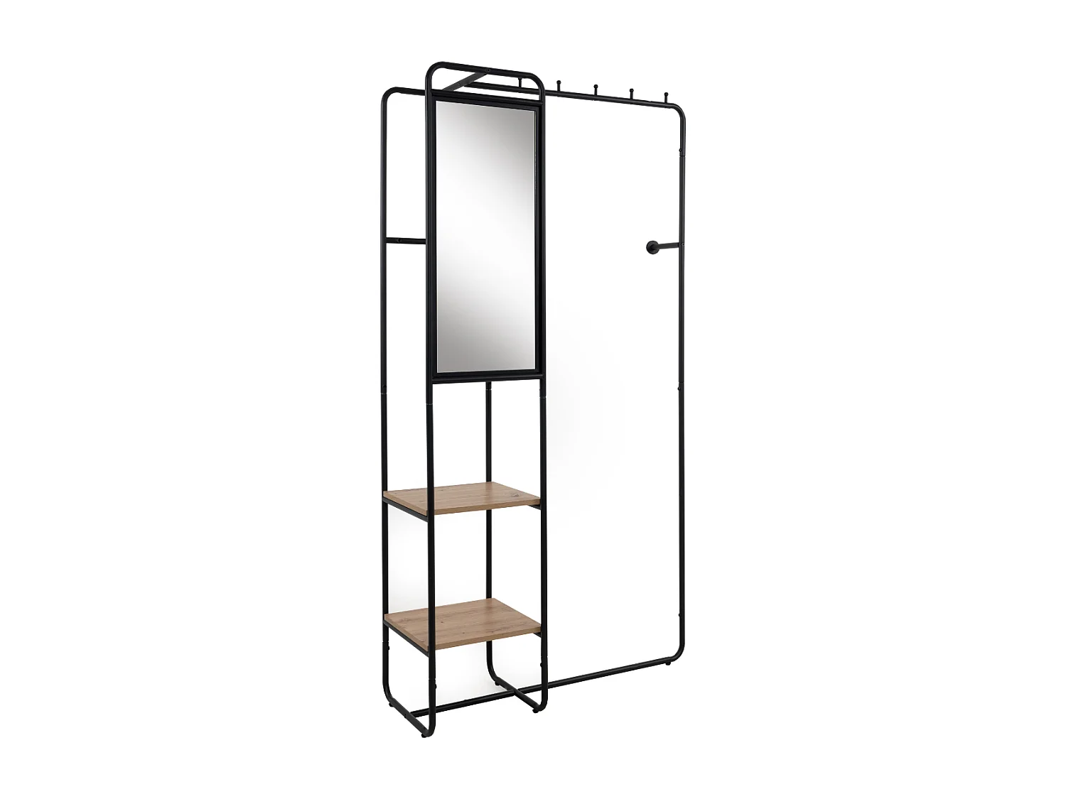 Vestiaire en métal laqué avec 6 crochets, 2 étagères et 1 miroir H185 cm - LUTON