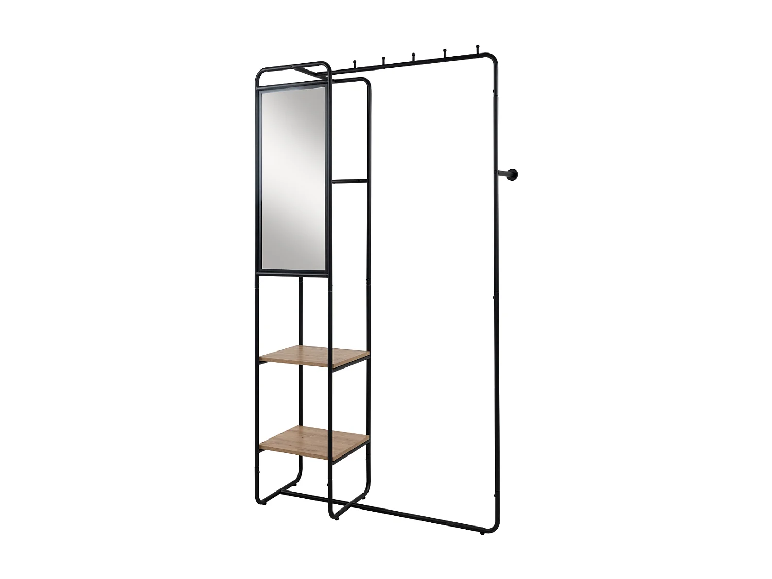 Vestiaire en métal laqué avec 6 crochets, 2 étagères et 1 miroir H185 cm - LUTON