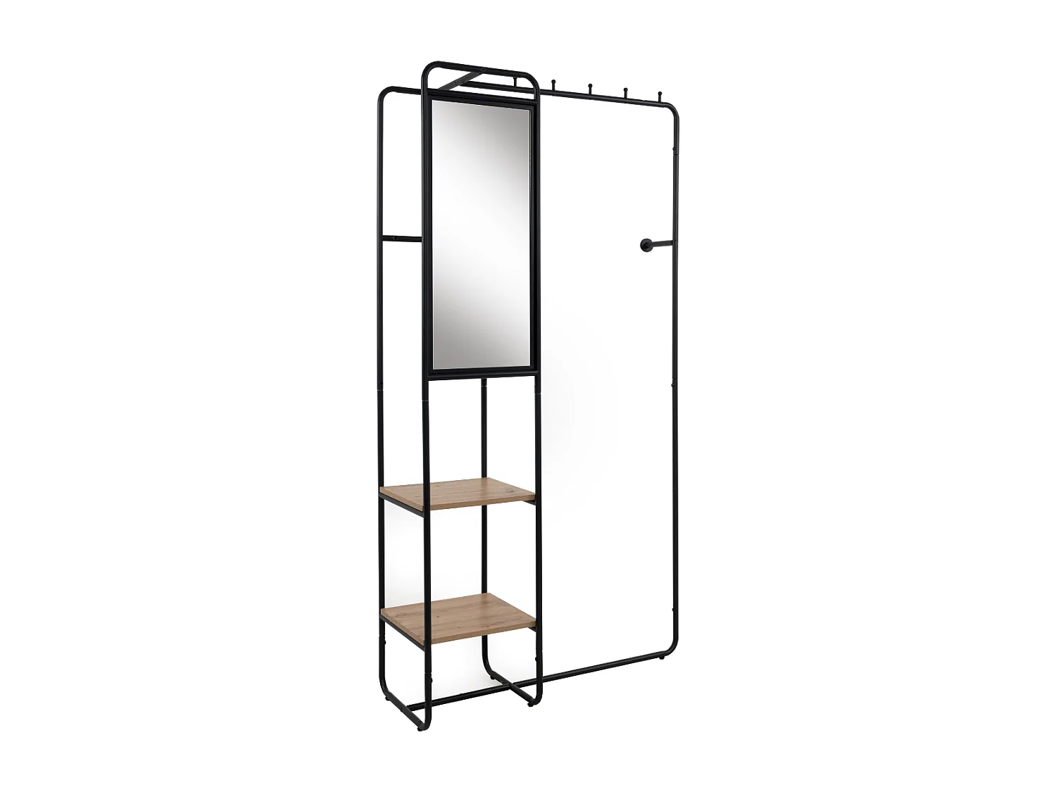 Vestiaire en métal laqué avec 6 crochets, 2 étagères et 1 miroir H185 cm - LUTON