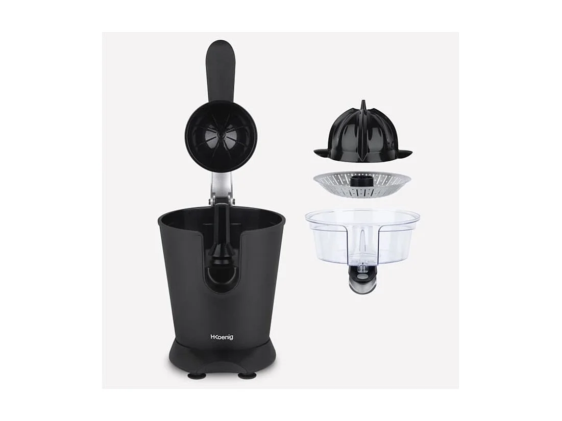 Presse agrumes - HKoeNIG - AGR82 - Electrique - 160 W - Appareil silencieux - Noir mat et acier inoxydable