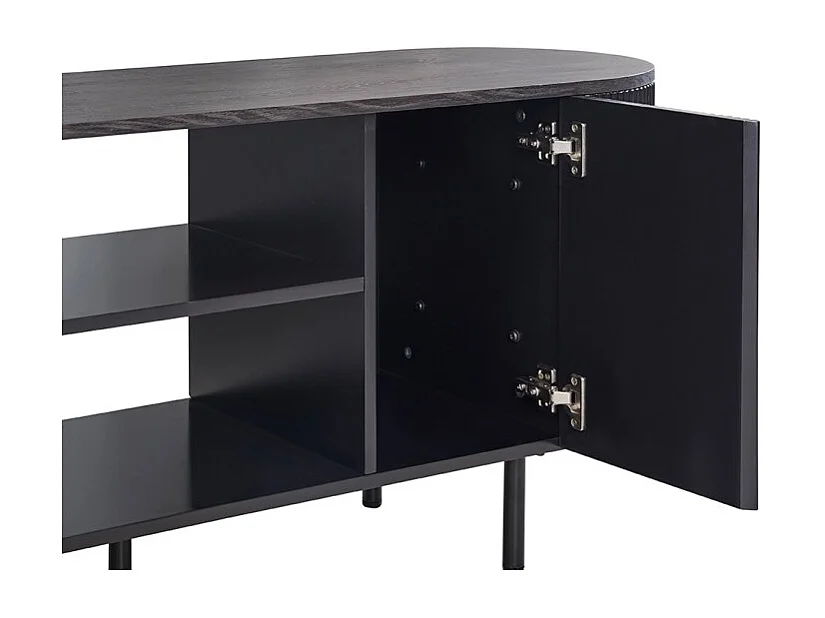 Möbelstück TV VAGOS – Farbe Dunkelbraun – Abgerundetes TV-Möbel – 2 Türen & 2 Fächer – 140 cm – Kompaktes Design