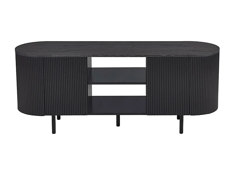 Möbelstück TV VAGOS – Farbe Dunkelbraun – Abgerundetes TV-Möbel – 2 Türen & 2 Fächer – 140 cm – Kompaktes Design