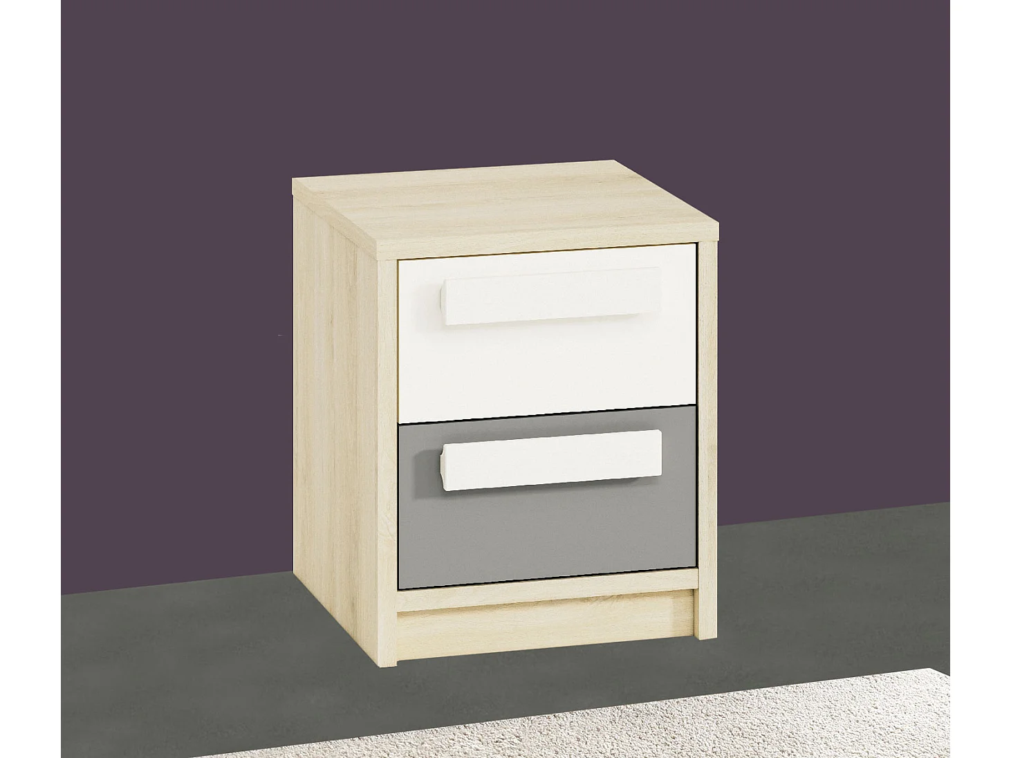 NACHTKONSOLE Drop Fjord Buche / weiß / grau 40 / 40 / 48cm