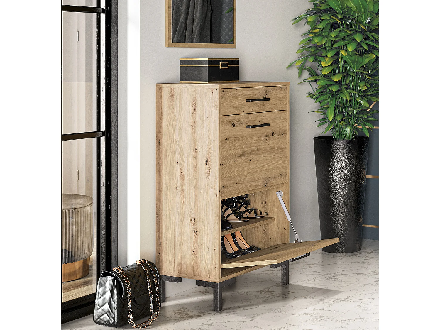 SCHUHSCHRANK Nevio Artisan Eiche 55 / 34 / 94cm