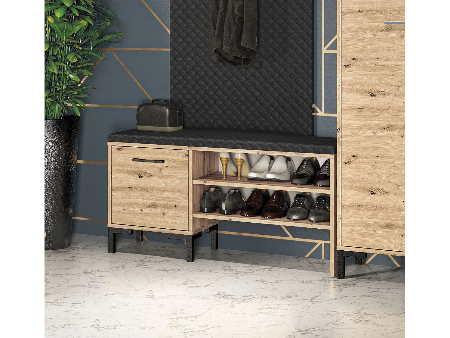 SITZBANK Nevio Artisan Eiche / schwarz 105 / 34 / 55cm