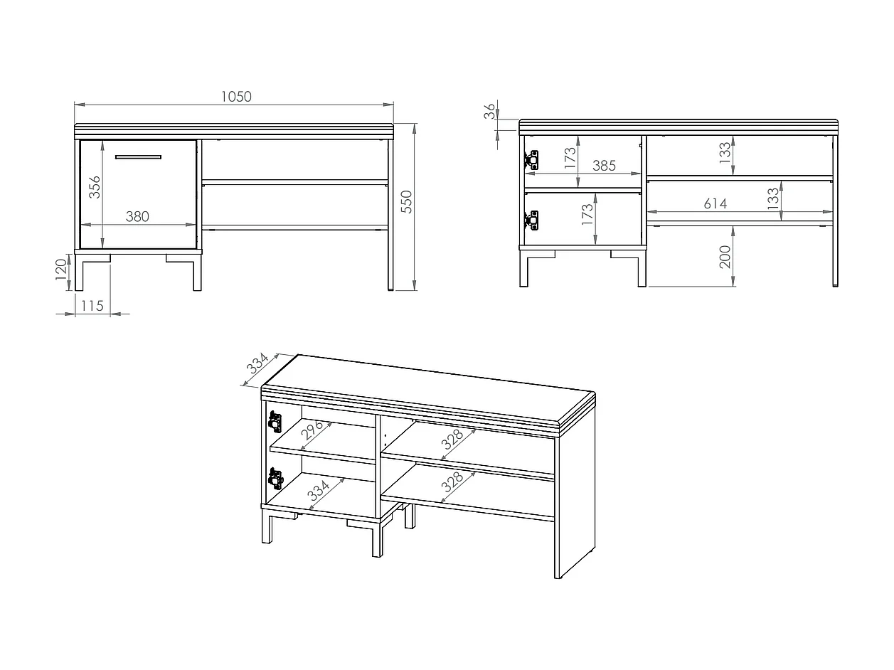 SITZBANK Nevio Artisan Eiche / schwarz 105 / 34 / 55cm