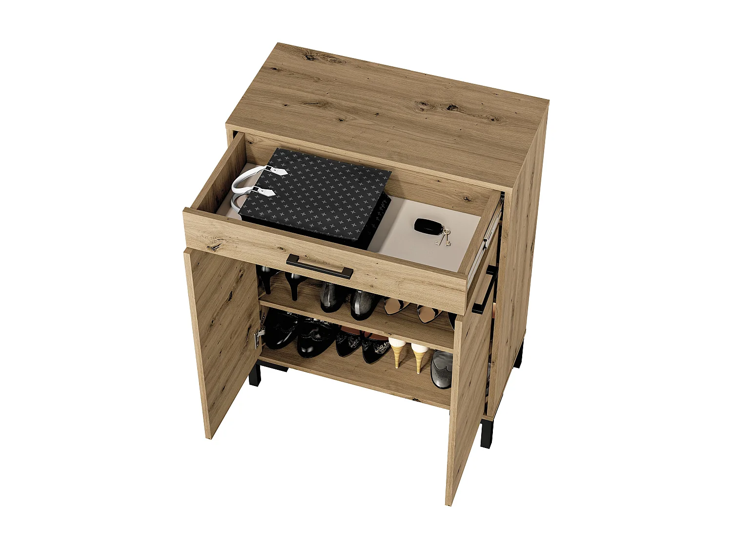 SCHUHSCHRANK Nevio Artisan Eiche 70 / 34 / 94cm