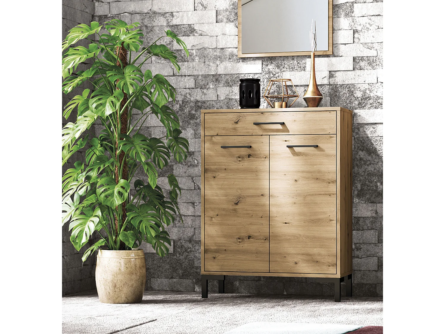 SCHUHSCHRANK Nevio Artisan Eiche 70 / 34 / 94cm