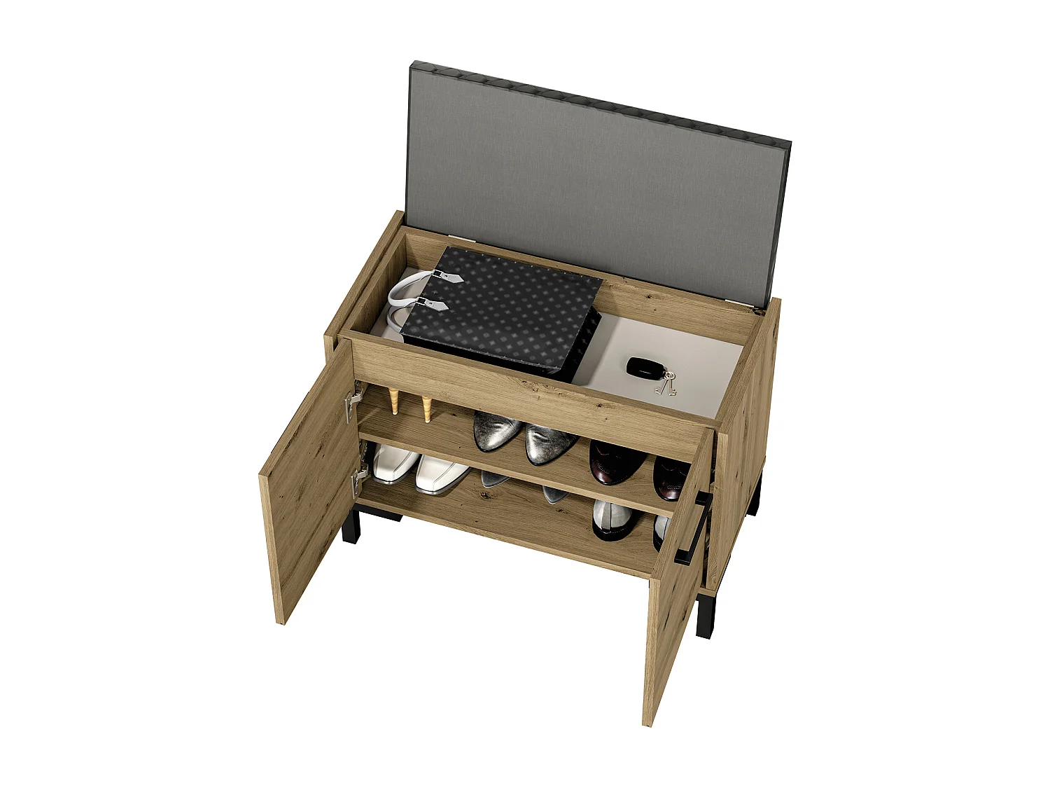 SITZBANK Nevio Artisan Eiche / schwarz 70 / 34 / 55cm