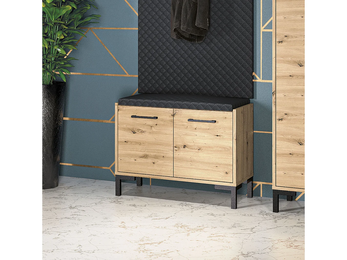 SITZBANK Nevio Artisan Eiche / schwarz 70 / 34 / 55cm