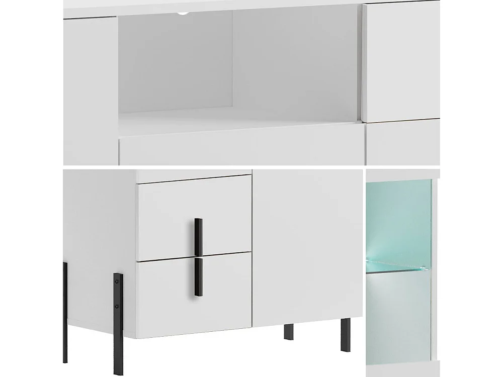 KOMMODE Vigo weiß / weiß Hochglanz 100 / 40 / 91cm