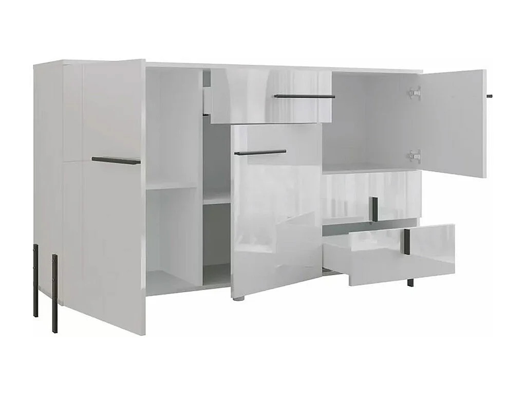 KOMMODE Vigo weiß / weiß Hochglanz 150 / 40 / 91cm