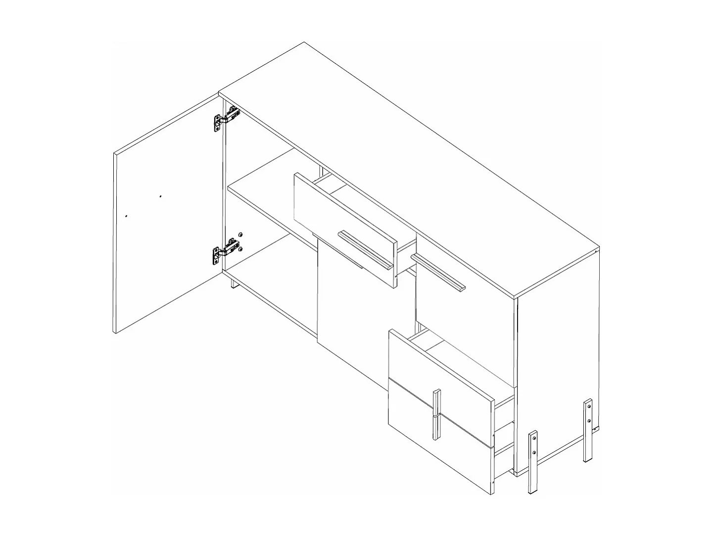 KOMMODE Vigo weiß / weiß Hochglanz 150 / 40 / 91cm