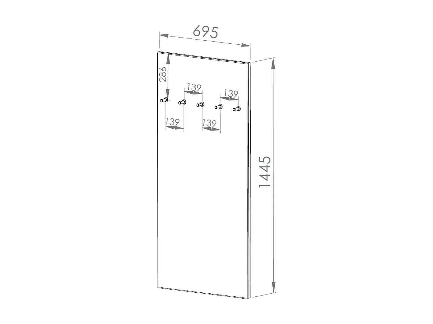 PANEEL Nevio schwarz 70 / 3 / 145cm