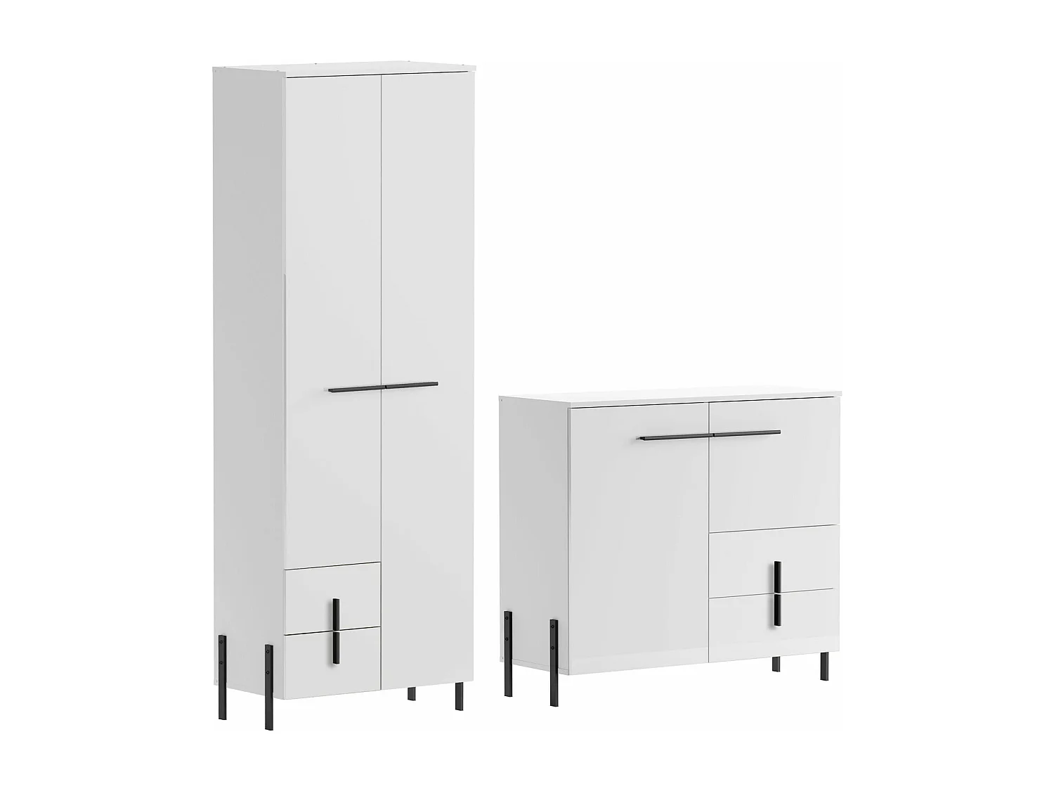 GARDEROBEN-SET Vigo weiß / weiß Hochglanz 2-teilig